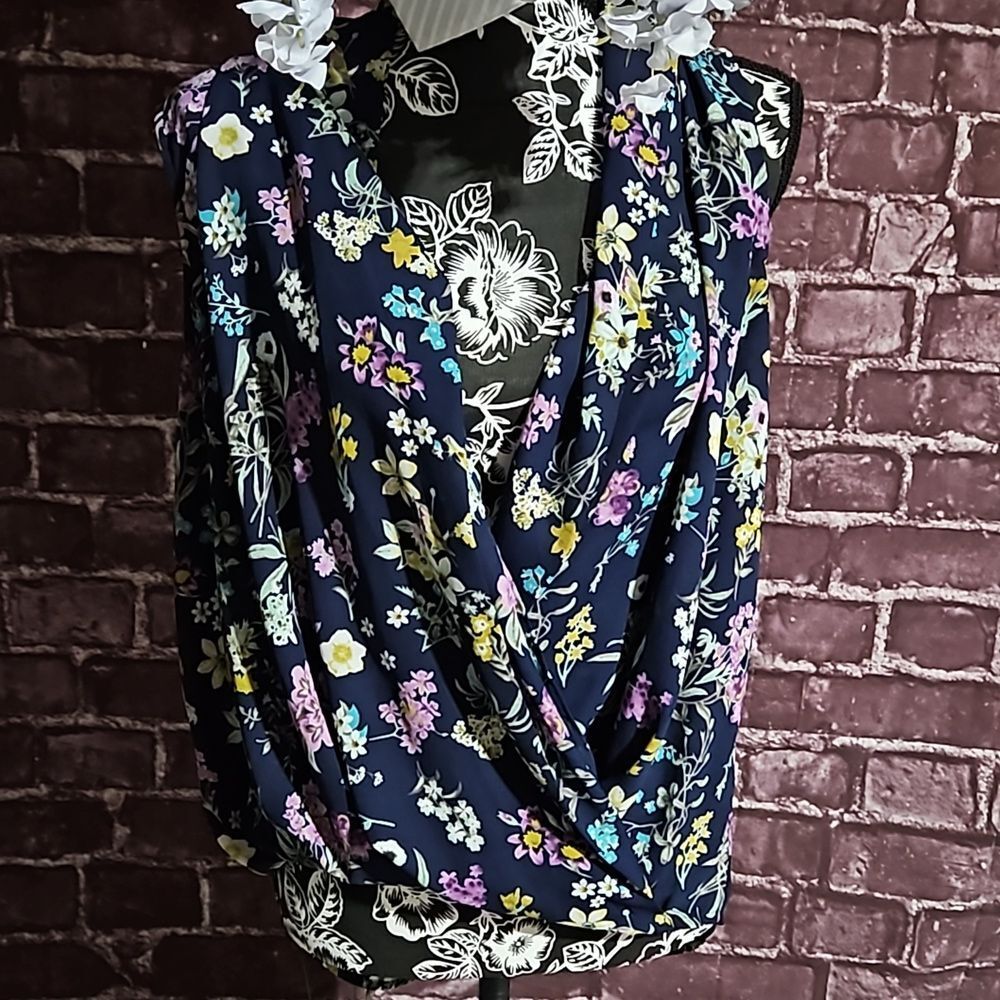 Everleigh Floral Sleeveless V Neck Hi Low Tunic Blouse CLEARANCE